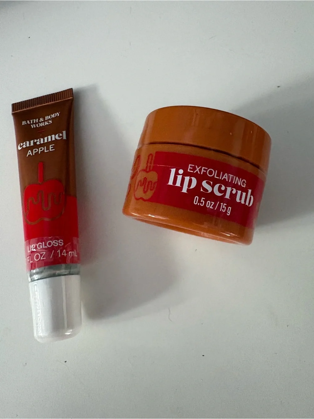 Bath & Body Works Caramel Apple Lip Gloss & Exfoliating Lip Scrub - Brown/Red